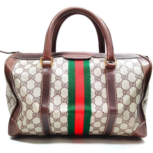 Vintage Gucci Handbag Sherry Line Brown PVC 3954966 - Picture 1 of 11